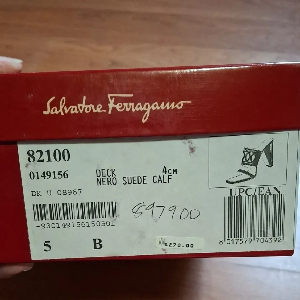 Salvatore Ferragamo Black Open-Toe Sandals